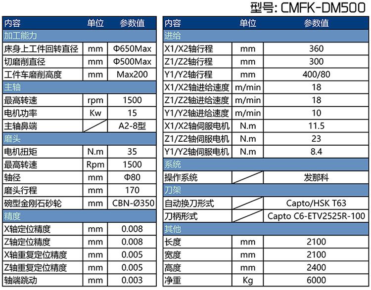 CMFK-DM500刹车盘对磨机床参数表